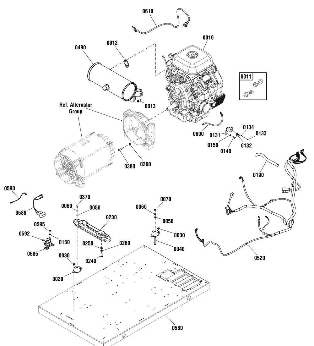 Power Group Diagram and Parts List for 040585-00  Briggs and Stratton Generator